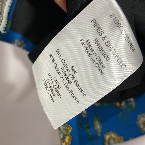 Veronica Beard Sylvana Blue Paisley Top Crop Cotton Blend Shell Button Back NWT - Picture 7 of 7